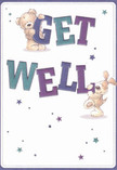 Radiating warmth and cheerful optimism, this get well card weaves together two charming characters familiar to the comforting world of Guildford-a smiling teddy bear and a joyful puppy, both lovingly illustrated as they grasp and balance the vibrant letters spelling out 'Get Well.' Their fur, depicted in textured, inviting brushwork, hints at the tactile comfort of a handmade bouquet from a local florist near Stoke Park or along the Surrey Hills. Surrounding the figures, indigo and teal-hued stars twinkle across a soft, creamy background, infusing the scene with magic and a gentle sense of hope. The confident, friendly typeface leaps forward, creating a lively celebration of care and recovery. It's easy to imagine this card accompanying a delivery from Flowers Guildford, each element offering a message of heartfelt compassion-perfect for bringing smiles and reassurance to someone recovering in any corner of this vibrant community.
